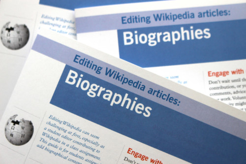Wiki Ed's "Editing Wikipedia Articles: Biographies" brochures