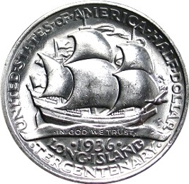 Long Island Tercentenary half dollar reverse