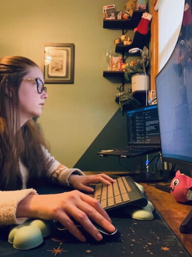 Jessica Allison works on computer.