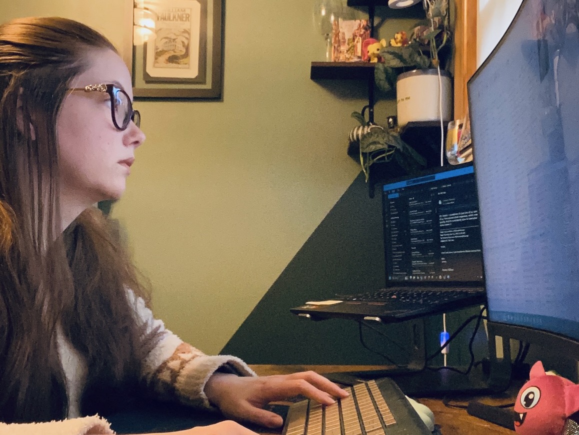 Jessica Allison working on computer